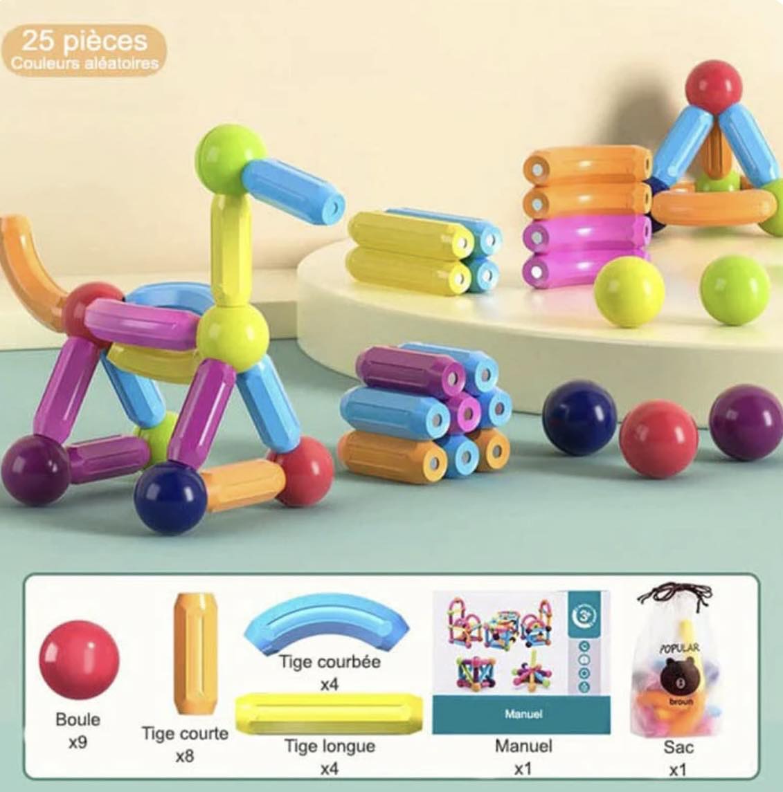 KidMagnet™ - Jeu de Construction magnétique pour enfants - Education Montessori